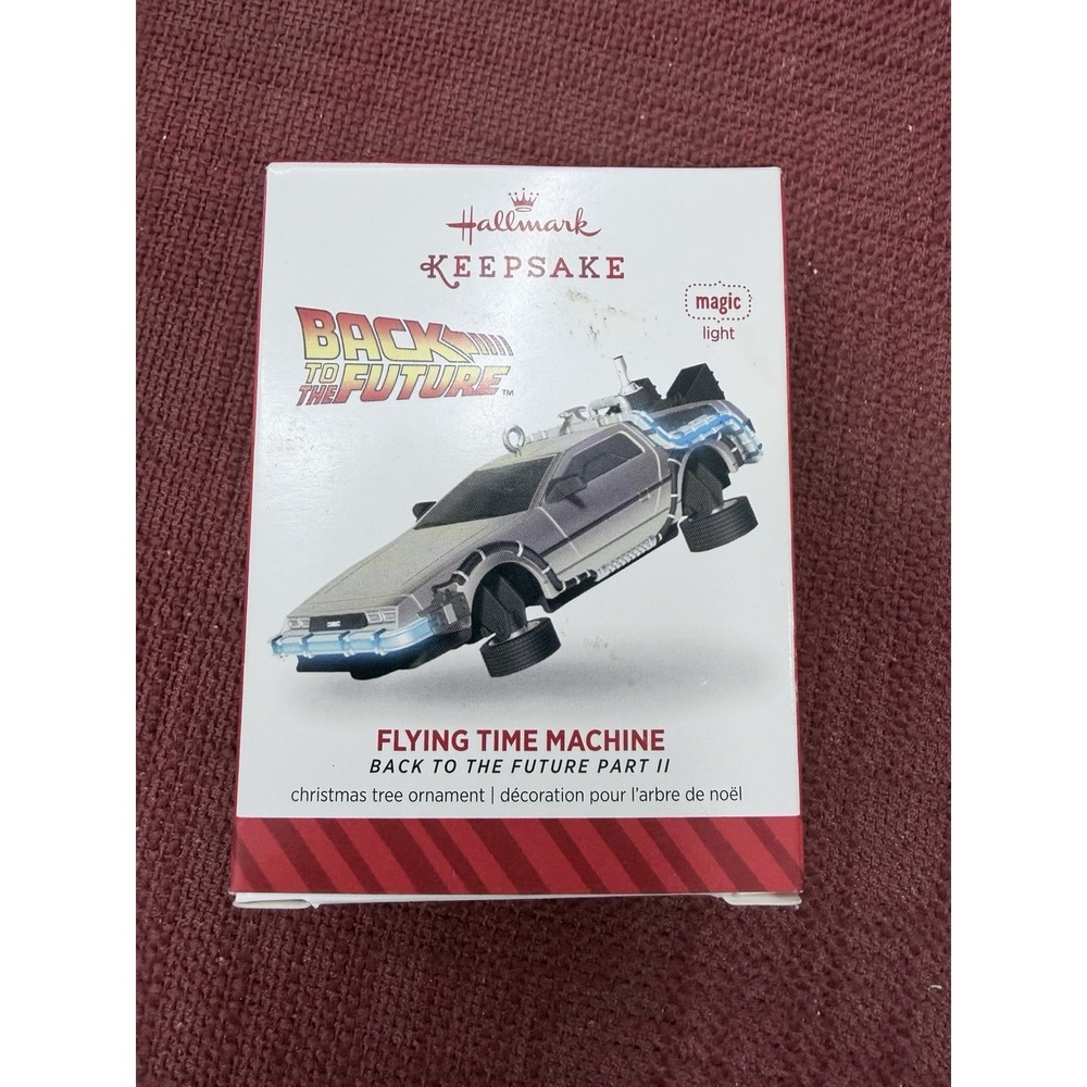 Hallmark 2014 Flying Time Machine Back to the Future Part II Delorean Ornament
